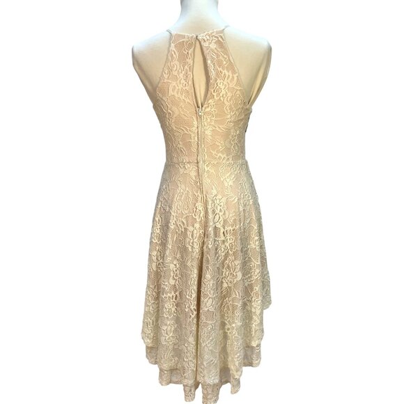 City Triangles Ivory Lace Floral Applique High-Low Sleeveless Dress Size 4 - Picture 4 of 8